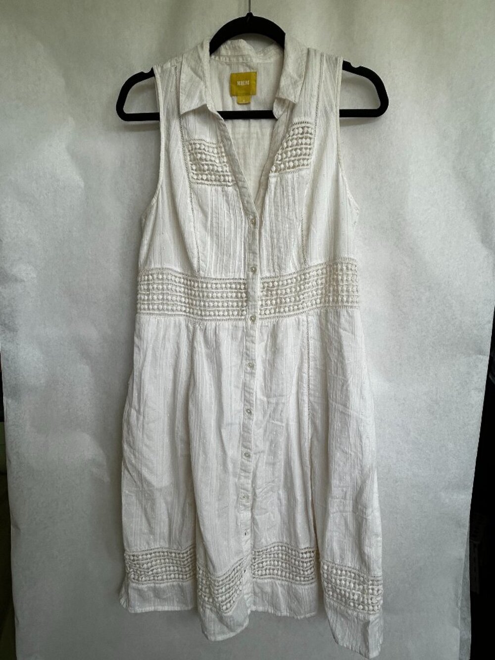 Maeve Anthropologie Cream Lace-Trim Sleeveless Top